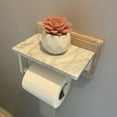 thumbnail image 2 of Marble toilet paper holder with holder, stainless steel screw wall mounted, bathroom and toilet tissue roll holder, 2 of 6