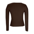 thumbnail image 4 of JJHGVB Long Sleeve Fall Basic Slim Casual Slim T Shirt Basic Tee Tops Basic Fitted Basic Casual Basic Ribbed Knit Coffee M, 4 of 6