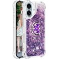 thumbnail image 6 of Liquid Quicksand Case for iPhone 16 Plus 6.7" with Diamond Kickstand, Soft TPU Luxury Fun Glitter Sparkle Flowing Clear Bling Cover Case for Apple iPhone 16 Plus. -Purple, 6 of 14