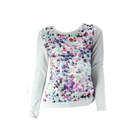 Teen Vogue For My Lab Style Gray Juniors Floral Sweatshirt  XS