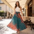 thumbnail image 4 of Wxqbjtam Women's Long Hippie Bohemian Skirt Gypsy Dress Boho Clothes Skirt - Green, as, 4 of 6
