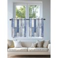 thumbnail image 4 of Blue Beige Wooden Sheer Kitchen Tier Curtains 24 Inch length,Rod Pocket Half Curtains Short Drapes,Farmhouse Vintage Country Striped Light Filtering Small Window Treatments 2 Pcs 27.5"W x 24"L, 4 of 7