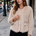 thumbnail image 6 of Iyufng Faux Fur Cropped Jackets for Women Long Sleeve Short Coat with Button Decor, 6 of 8