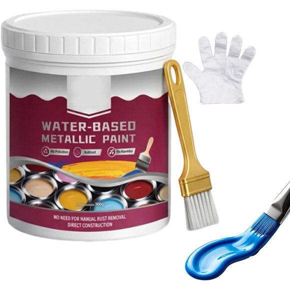Rust Removal Converter Metallic Paint, 2-in-1 Rust Converter & Metal Primer, Anti-Rust Paint Rust Removal Conversion Agent with Brush,Multi-Functional Anti-Rust Paint (Blue)