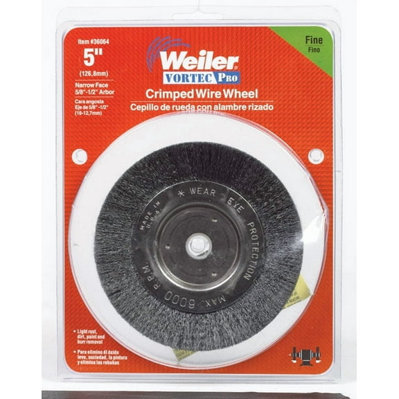 Weiler Vortec Pro 5 in. Crimped Wire Wheel Brush Carbon Steel 6000 rpm 1 pc.