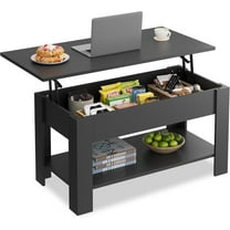 TYUIOP Coffee Table, 39" Lift Top Coffee Table with Hidden Compartment, Storage Shelf and Lifting Top for Home Living Room, Office and Reception Room, Black