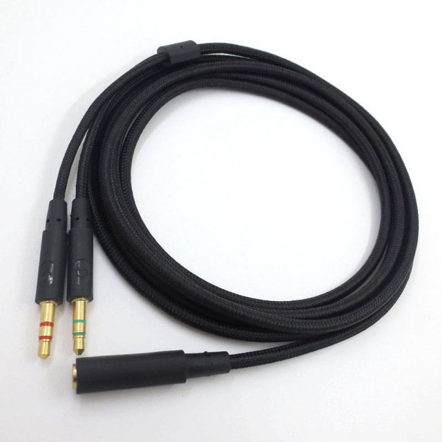 3.5mm Universal 2 in 1 Gaming Headset Audio- Extend Cable for Cloud II/Alpha-/Cloud Flight/Core Headphone