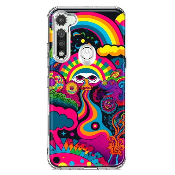MUNDAZE Motorola Moto G Fast Psychedelic Trippy Hippie Night Walk Shockproof Clear Hybrid Protective Phone Case Cover