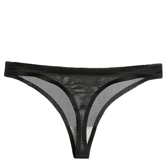 Clearance Cqxid525 Women's Cotton Bikini Panties Beaded Non Marking Thong Thin Low Waist Ice Silk Plus Size Silk Thong Women Breathable Thong Black