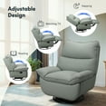 thumbnail image 3 of FLEXISPOT Recliner Chair Faux Leather Oversized Swivel Rocker Recliner Chair w/Side Pocket, Cross-Legged Armless Recliner Lounge Sofa for Living Room Bedroom,Leather Light Gray, 3 of 8