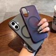 thumbnail image 2 of For Magsafe Case For iPhone 16 Pro Max Plus iPhone16 Pro Max 5G Magnetic Wireless Charge Matte Hard Back Cover Phone Case Dark Blue For iPhone 16 Plus, 2 of 6