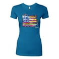 thumbnail image 2 of Wild Bobby, Colorful Neon Flag, Streetwear, Women Slim Fit Junior Tee, Turquoise, Large, 2 of 3