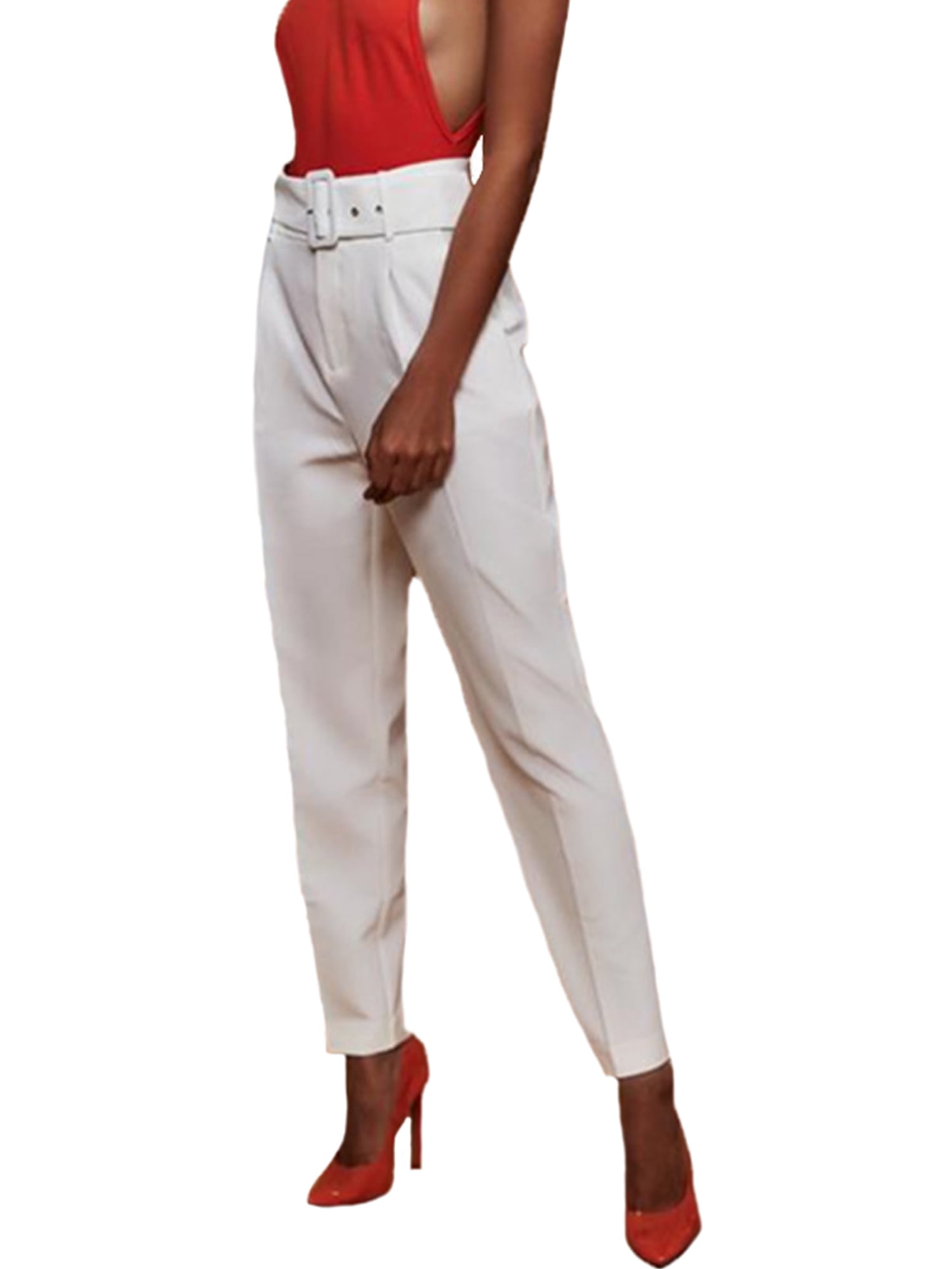 patterned high waisted trousers