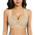 thumbnail image 2 of Plus Size Cotton Unlined Bra Comfort Wireless Lace Longline Bralette Convertible Bra High Support Wireless Bra, 2 of 4