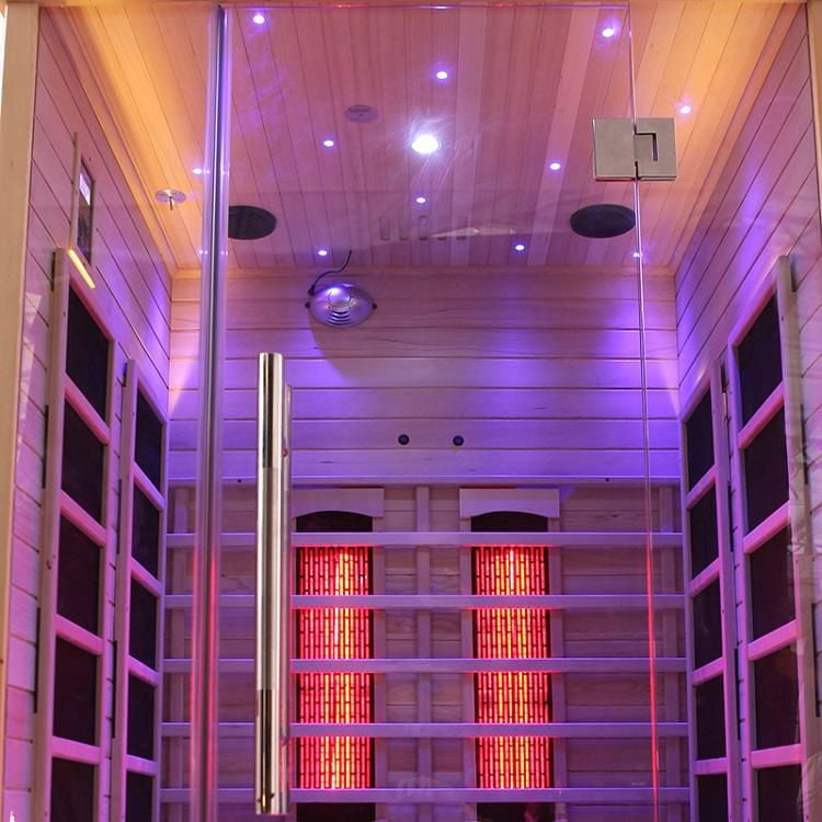 Blisspod 2-Person Full Spectrum Premium Hemlock Low EMF Sauna 10 Heaters Chromotherapy Reflexology