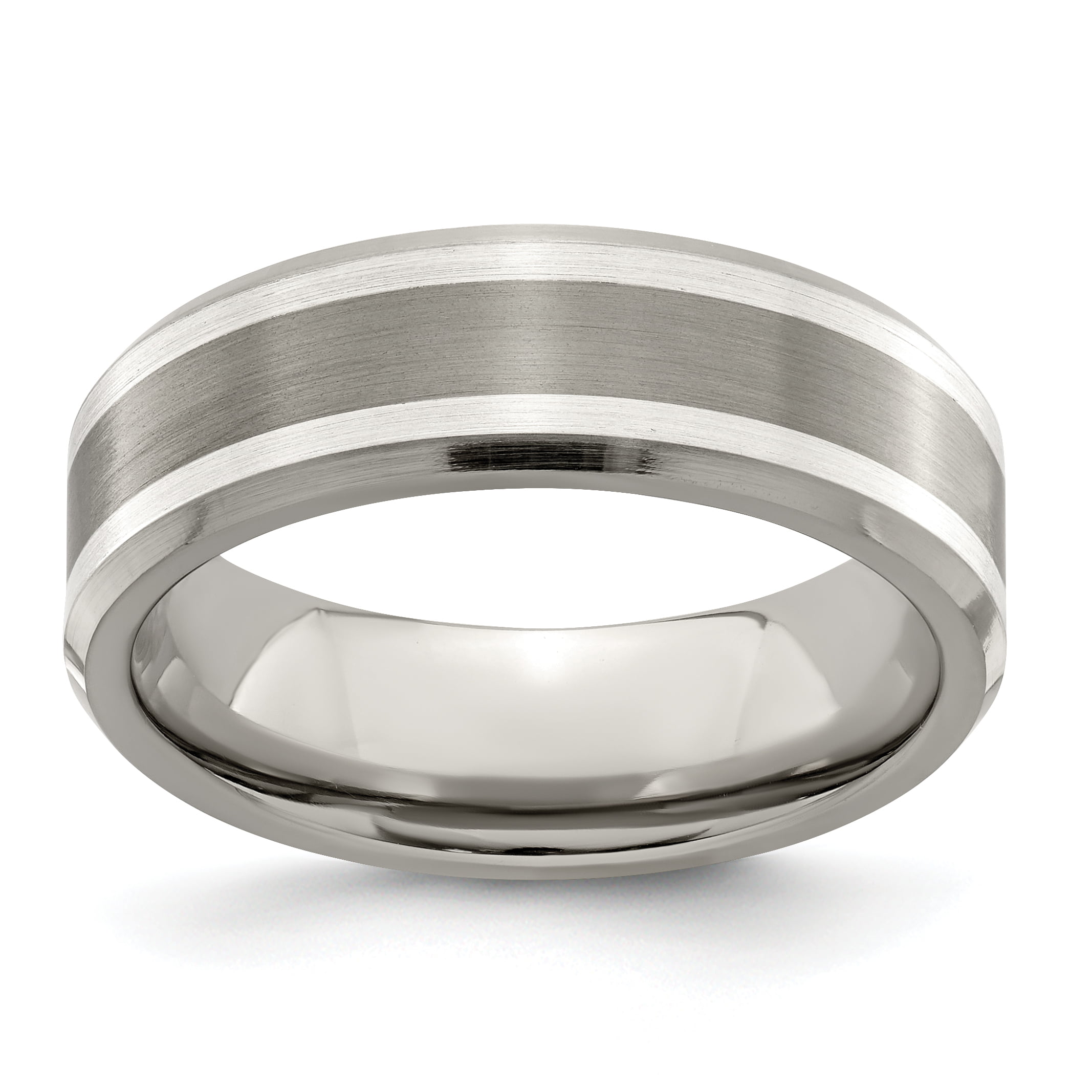 Mens Jewelry and Accessories Rings Wedding Bands Edward Mirell Titanium Faceted Edge Brushed and Polished 12mm Ring Size 9