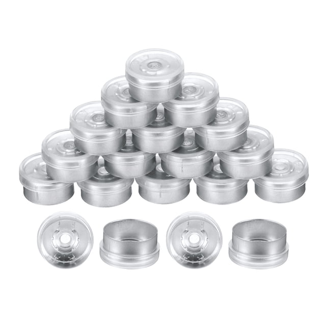 Uxcell Tapas de Flip Off de 13 mm 200PCS Sellos Sin Bisel Tapas de Flip Off para Frascos de Vidrio Botellas Liofilizadas, Transparente/Plateado Mate