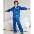 thumbnail image 4 of Fiodrimy Boys Pajamas Big Boys Satin PJS Set Button Down Silky Pajama Long Sleeve & Pants Set Kids Lounge Sleepwear Size 8-14, 4 of 6