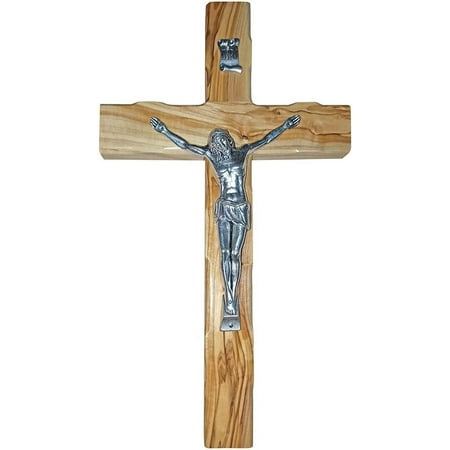 10 Inch Olive Wood Crucifix Pewter Corpus