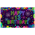 thumbnail image 6 of Colorful Neon Style Happy 13 Birthday Backdrop Banner Party Decors Background Photography Props for Birthday Party Celebration Decorations Photo Booth Setup, 6 of 7