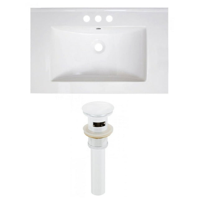 American Imaginations 35.5-in. W 3H8-in. Ceramic Top Set In White Color - Overflow Drain Incl. AI-23790
