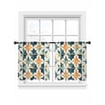 thumbnail image 2 of Retro Abstract Geometric Sheer Curtains 45 Inches Long 2 Panels Orange Blue Flower Watercolor Light Filtering Semi Sheer Window Curtains Drapes for Bedroom Living Room 52"x45", 2 of 7