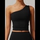 thumbnail image 4 of Camisetas Sin Mangas con un Solo Hombro para Mujer, Corte Entallado, Estilo Y2K Negro XL, 4 of 10