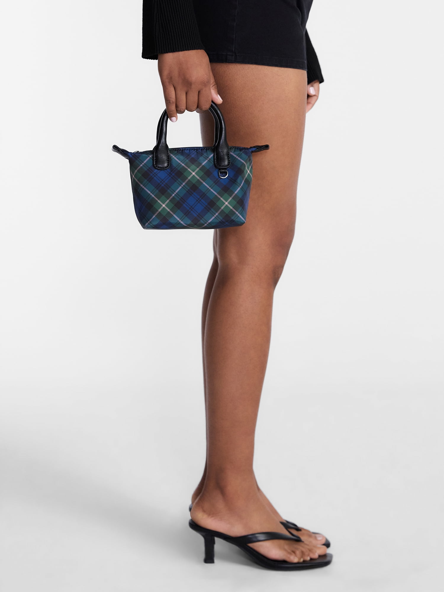 No Boundaries Women's Mini Tote Crossbody Bag, Plaid