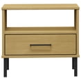 thumbnail image 2 of vidaXL Bedside Table with Metal Legs Brown Solid Wood Pine OSLO, 2 of 5