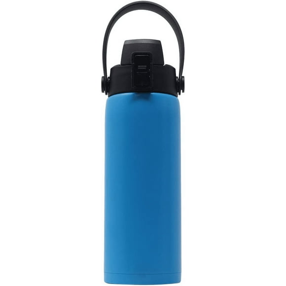 Pure Stainless Steel Dual-Layer Insulated Sports Water Bottle (Sea Mist Blue, 40 oz) Convenient flip-top cap with removable handle - 24 hours keeps drinks cold / 6 hours hot