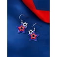 thumbnail image 2 of CACA LADY 4th of July Patriotic Earrings 925 Sterling Silver Red White and Blue American Flag Star Dangle Earrings Independence Day Women's Jewelry Gift (Silver Star), 2 of 6