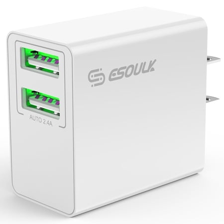 Dual USB-A Wall Charger 24W - White