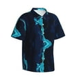thumbnail image 2 of Easygdp Blue Marble And Gold Men'S Summer Casual Short Sleeve,Short Sleeve Button-Down Shirt, Lapel Loose Breathable Hawaiian Short Sleeve - Small, 2 of 9