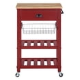 thumbnail image 4 of Pemberly Row Engineered Wood Kitchen Cart With Wood Top and Red Base, 4 of 10