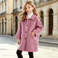 thumbnail image 2 of CPNG Girls Mid‑Length Coat Solid Color Casual Lapel Single Breasted Trench Coat Autumn Winter Relaxed Fit Windbreaker Overcoat, 2 of 8