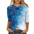 thumbnail image 3 of Craaazy 3/4 Sleeve Tops for Women Loose Fit Crew Neck Vintage Prints Casual T Shirts Plus Size S to 5XL Spring Summer Fall Daily Wear, 3 of 5