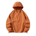 thumbnail image 4 of Men's Lightweight Jacket, Solid Color Windbreaker with Hood UPF 50+, Packable Running Jacket for Men, Water-Resistant Hiking Cycling Travel Hooded Windbreaker Orange XXXXL, 4 of 4