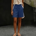 thumbnail image 4 of Cutuoiiu Women's High Waist Bermuda Shorts Solid Color Cotton Lace Trim Side Seam Drawstring Waist Casual Pocket Shorts Loose Fit Plus Size Beach Shorts for Everyday Casual Activities, 4 of 6