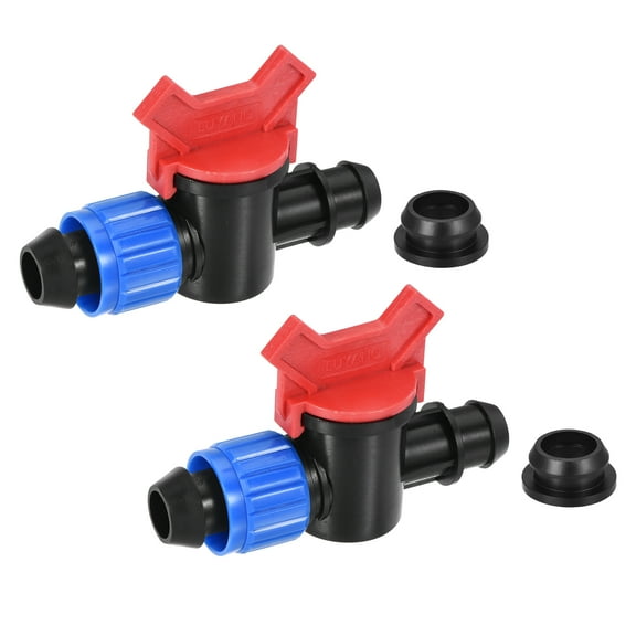Uxcell 21mm(with Lock) x 19mm Barb Connector with Gasket Ball Valve Plastic 2 Pack