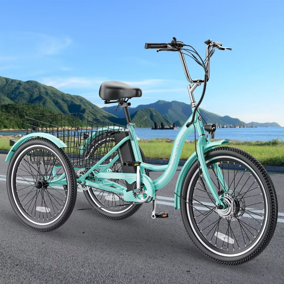 Docred 24'' Adult Electric Tricycles 3 Wheel Electric Bike, 15.5 mph 350W Electric Trikes for Seniors，7-Speed & 4 Adjustable Riding Modes Electric Tricycle with 36V Removable Lithium Battery