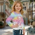 thumbnail image 5 of Xoenoiee Axolotl Candy Forest Snowflake Print Girls Long Sleeve Tops Tunic Christmas Casual Loose T-Shirt Fall Clothes Drop Shoulder Pullover with Tie Front, 7-8 Years, 5 of 7