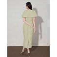 thumbnail image 5 of Pastel Green Womens Elegant Midi Dress With 3D Floral Appliqué And Cape Sleeve, 5 of 7