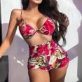 thumbnail image 2 of FhsagQ Swimsuit Sets for Women Fishnet 2023 New Flat Feet Swimsuit Female Split Print Swimsuit Womens Swimsuit Sets with Robe Swimsuit Sets for Women Red L, 2 of 4