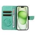 thumbnail image 3 of Dteck Pattern Case for iPhone 15 Plus,Magnetic Leather Butterfly Floral Embossed Flip Case Card Slots Wallet Stand Cover with Wrist Strap for iPhone 15 Plus,Green, 3 of 7