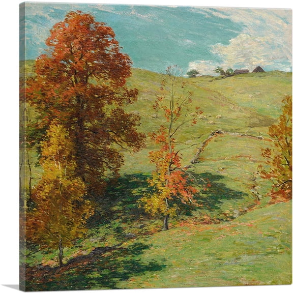 ARTCANVAS The Red Oak 1911 Canvas Art Print by Willard Metcalf - Size: 18" x 18" (0.75" Deep)