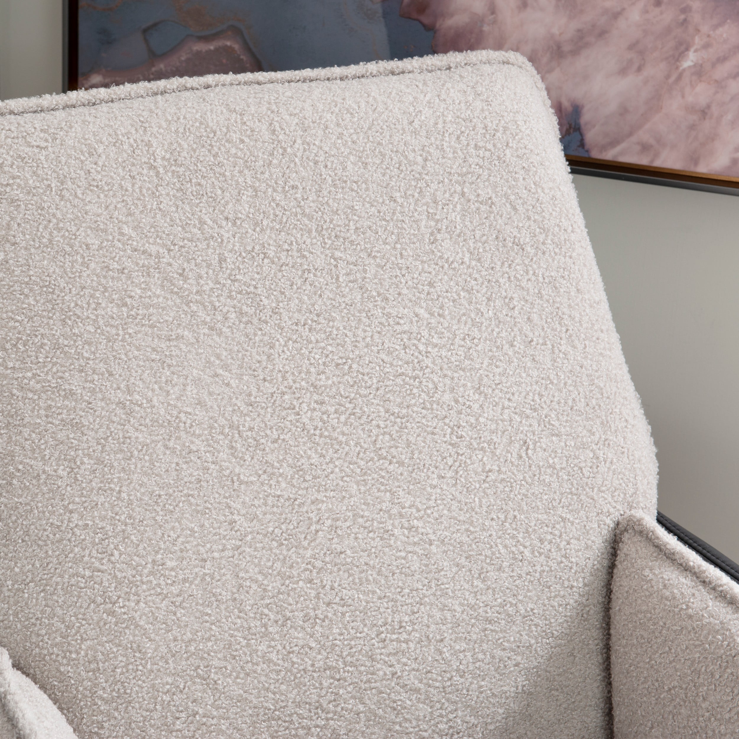 Linon Merle Accent Chair with Swivel, Black Faux Leather and Gray Sherpa