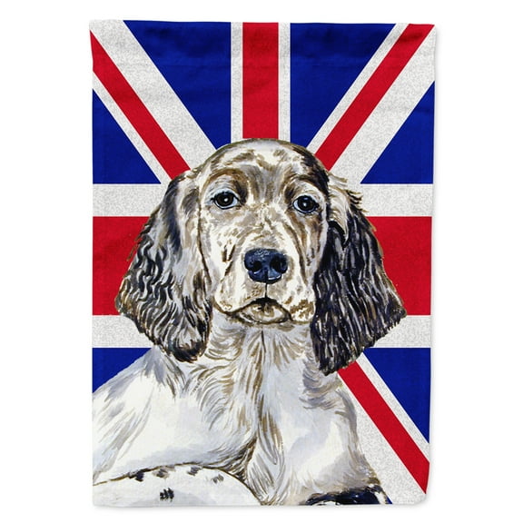 English Setter with English Union Jack British Flag House Flag