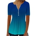 thumbnail image 2 of Fiudx Liquidación de Ahorros de Verano Moda Mujer Verano Casual Impresión Manga Corta Cuello En V Blusa Superior Camiseta, 2 of 5