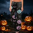thumbnail image 7 of Womens Halloween Pajamas Pumpkin Print Comfy Stretch Drawstring Pajamas Wide Leg Pants Soft Lounge Bottoms Cozy Sleepwear, 7 of 7