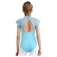thumbnail image 2 of TTAO Ballet Leotards for Girls Dance Jersey Top Ballerina Floral Lace Cap Sleeve Button-Crotch Gymnastics Bodysuit Light Blue 2-3, 2 of 7